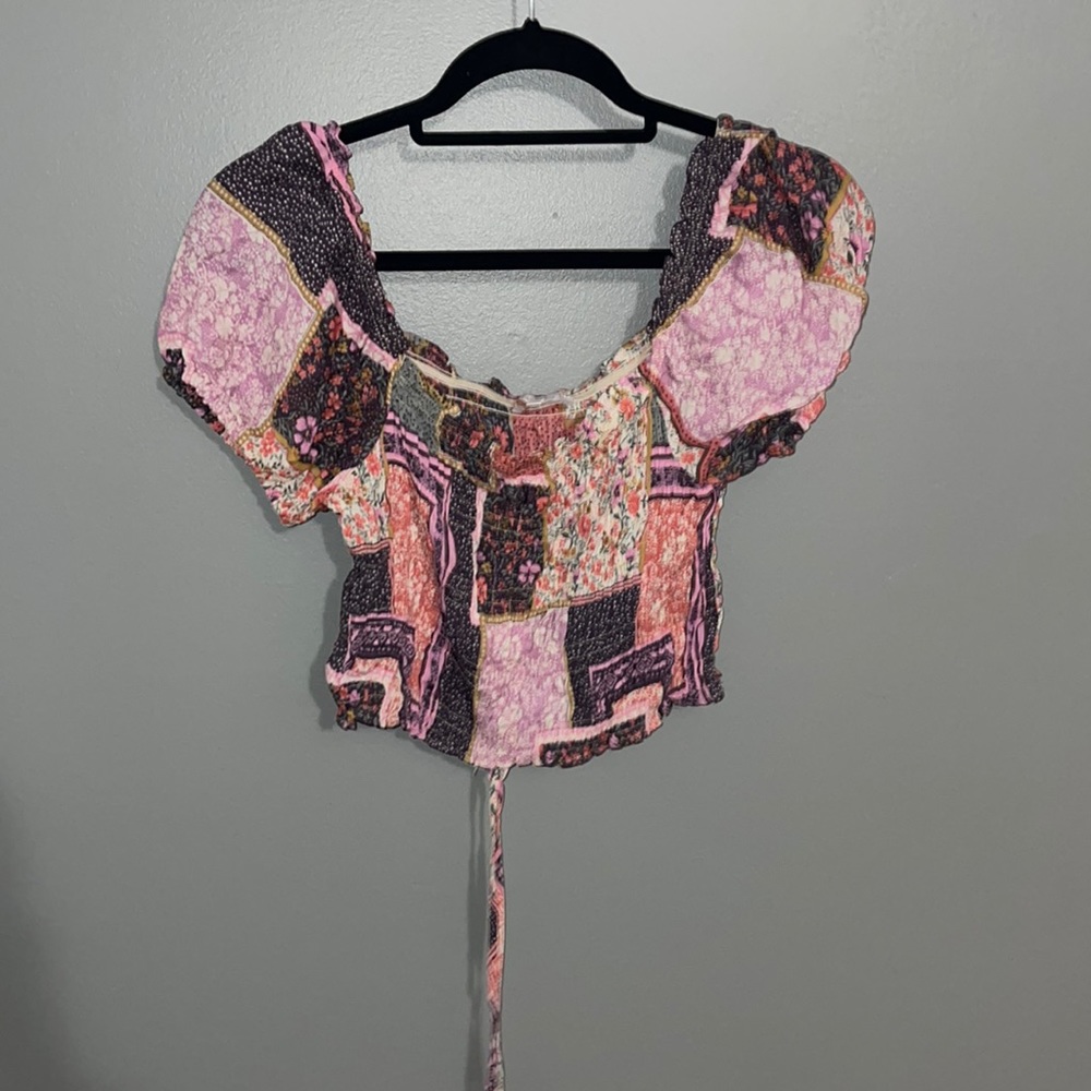 Patchwork Drawstring Crop - image 1